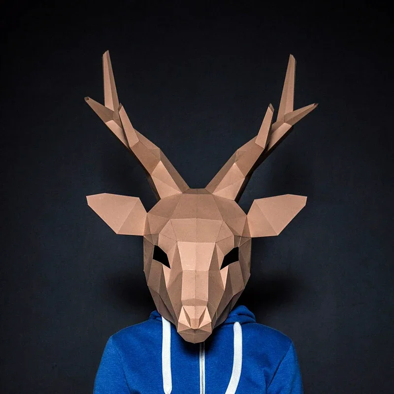 Nositeľné jeleňové krytie hlavy papier Maska Model zvierat Cosplay