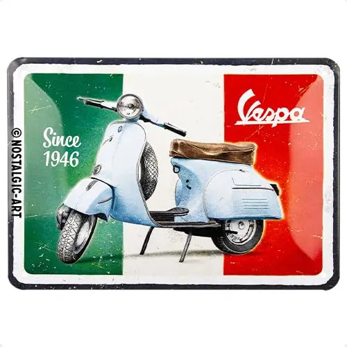 Nostalgic-Art Retro Tin Sign, 5.9; x 7,9;, Vespa - od roku 1946 - nápad na darček pre fanúšikov skútrov, vyrobený z kovu, vintage dizajn