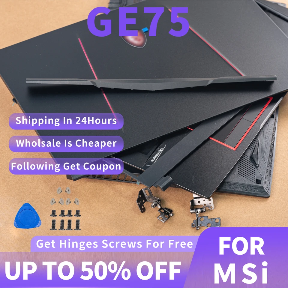 Notebook Nový puzdro na bývanie pre MSI GE75 Raider/Leopard 8SG 9SE MS-17E3 17E7 17E9 SERIE NAPOŽITOK LCD LCD zadný kryt predného rámu Bezel Záves GE75