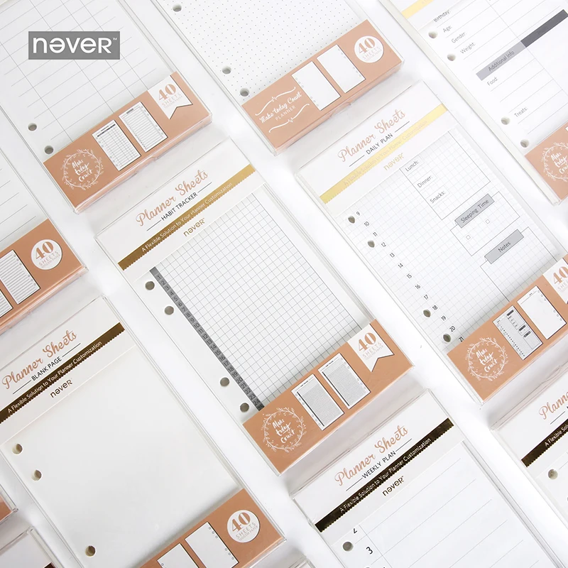 Notebooky papierové plánovač voľný list pre štandardnú a6 listovú stránku s mriežkou Pet Journal 40 listov plánovacích listov výplňové papiere