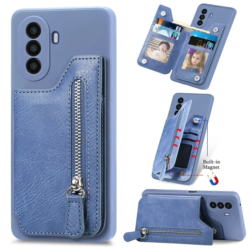 Nova y61 y71 y70 y 70 plus zips kožená peňaženka puzdro pre huawei nova 12 lite zadné krytie Nova 10 11 Pro 12S 11i 5T 8i 9 SE Funda