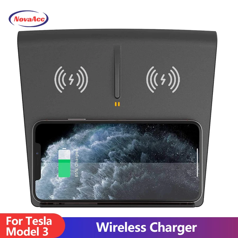 Novacc Wireless nabíjačka pre Tesla Model 3 2017 2018 2019 2020 Duálny nabíjací nabíjací podložka pre príslušenstvo Tesla Model 3
