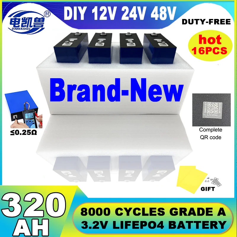 NOVINKA 3,2 V 320AH LIFEPO4 batéria 8000 cyklov stupeň A DIY 12V 24V 48 V LITHIUM FOFOFATOVÉHO BUNKY GOLF CARTE pre RV ŽIADNE DACH