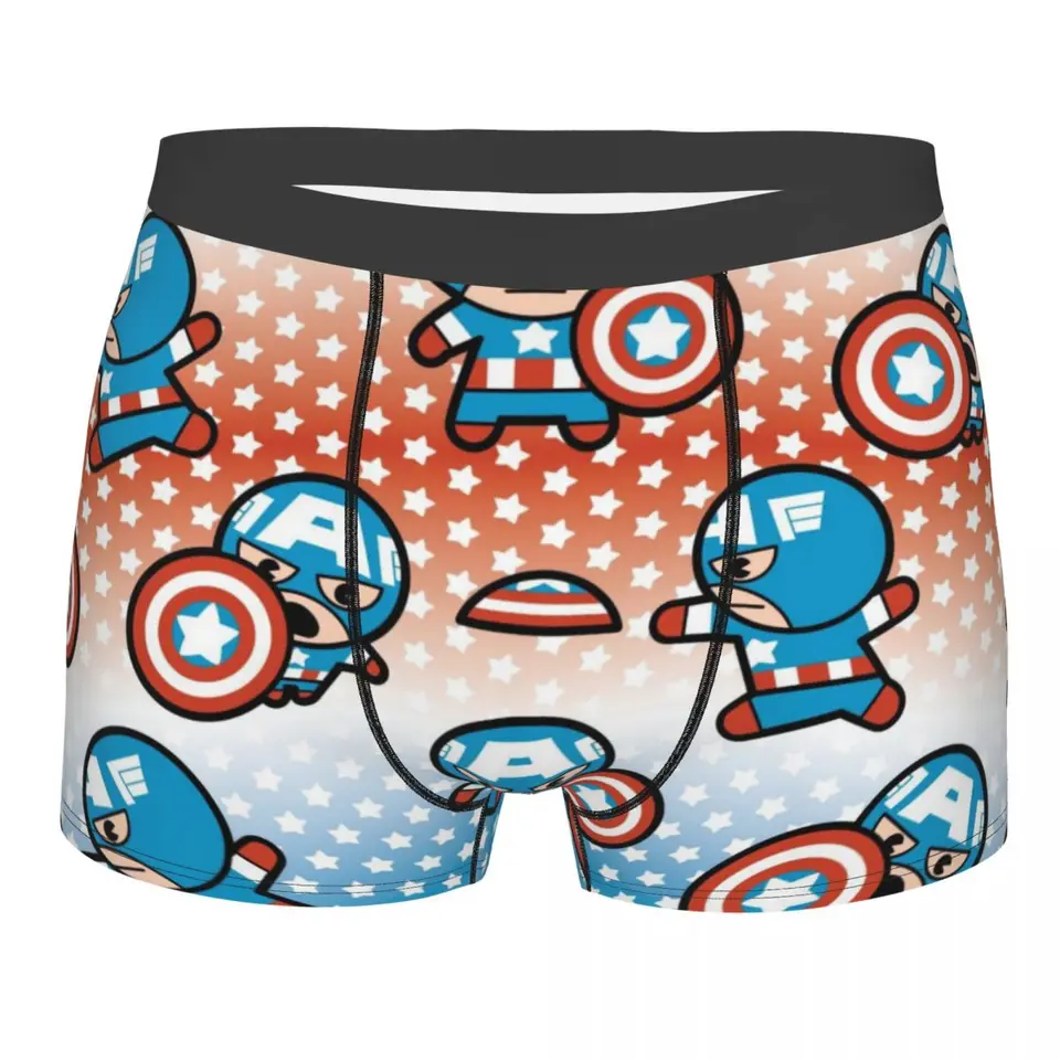 Novinka Boxer Captain America Shorts nohavičky nohavičky Men spodná bielizeň Mäkké spodky pre muža