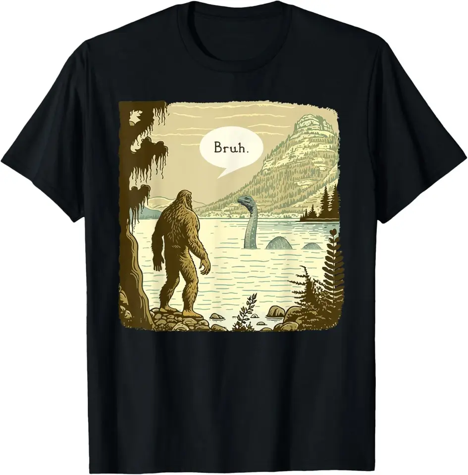 NOVINKA! Funny Bigfoot Sasquatch Loch Ness Monster Introvert Tričko