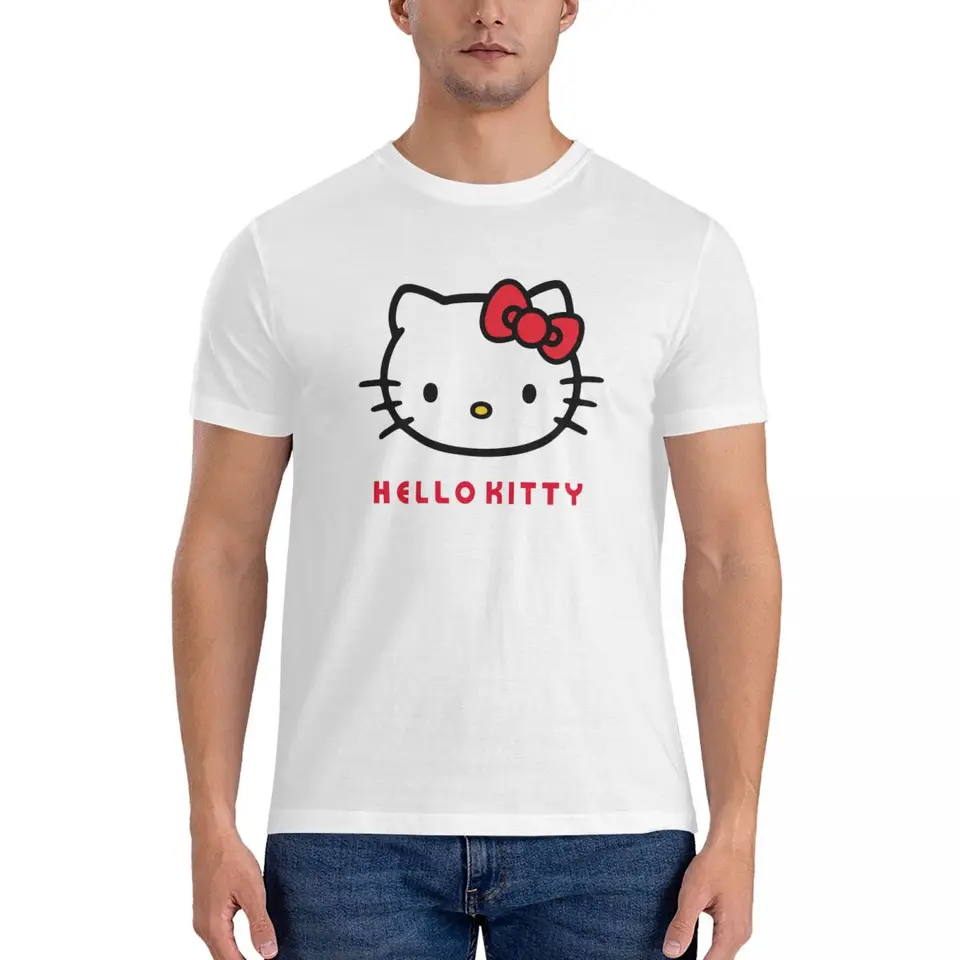 Novinka klasika Sanrio Hello Kitty Tričko Men O krk 100% bavlnené tričká s krátkym rukávom