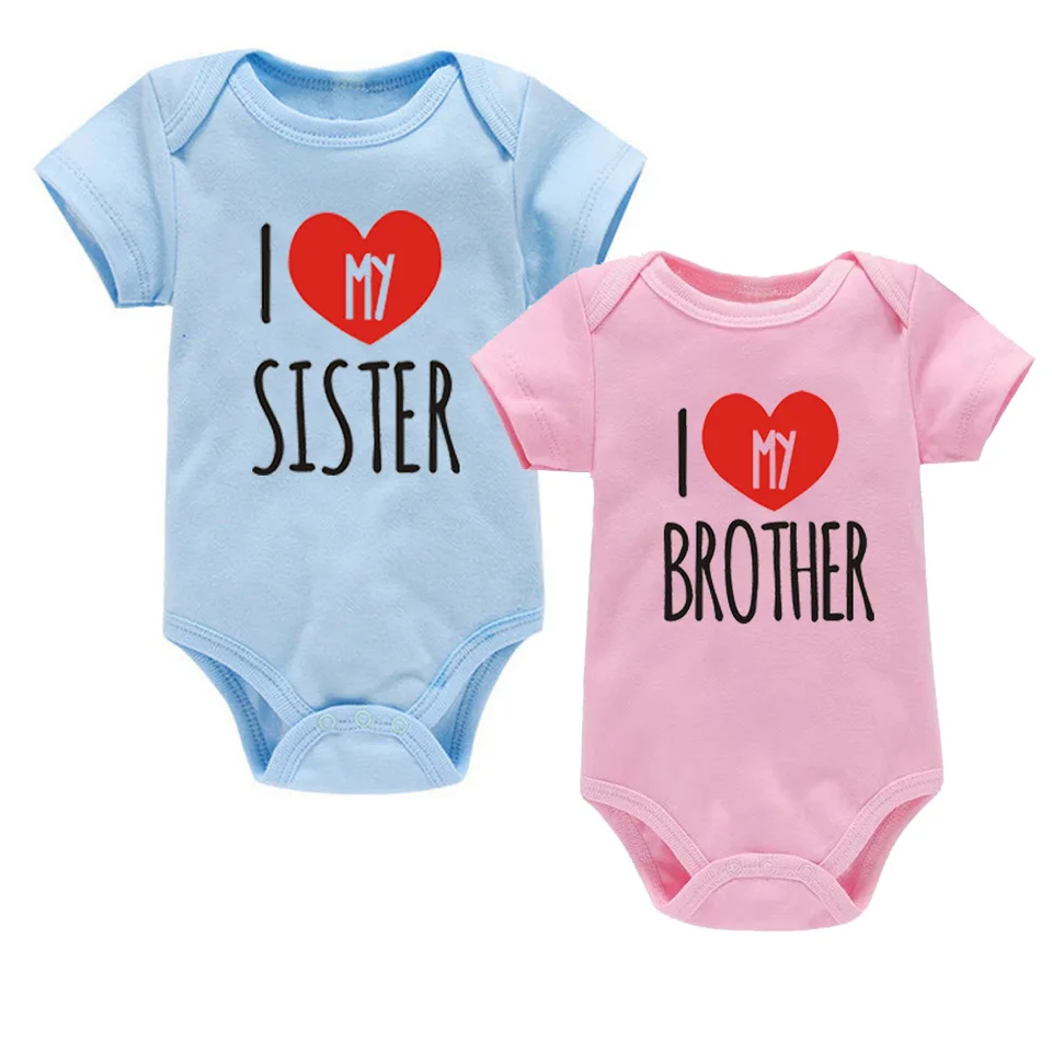 NOVINKA Milujem môj sestrový brat detský bodysuit mäkká bavlna dievčatko oblečenie novorodenca dieťa ovocie outfits Body Baby One