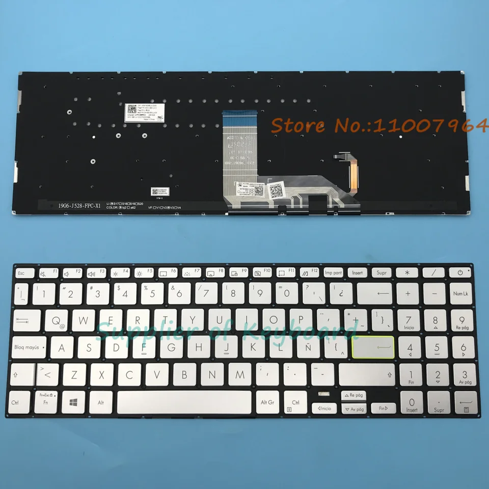 NOVINKA pre ASUS VIVOBOOK K513 K513E K513EA K513M K513MA LAPTOP LATINSKÉ ŠPANIELSKO/Azerty Francúzska klávesnica Striebro