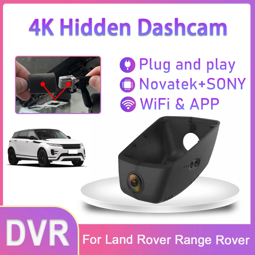 NOVINKA! Predná a zadná 4K prístrojová vačka pre kameru Camera Camera Dashcam WiFi CAR DVR záznamové zariadenia pre Land Rover Rover Rover 2023