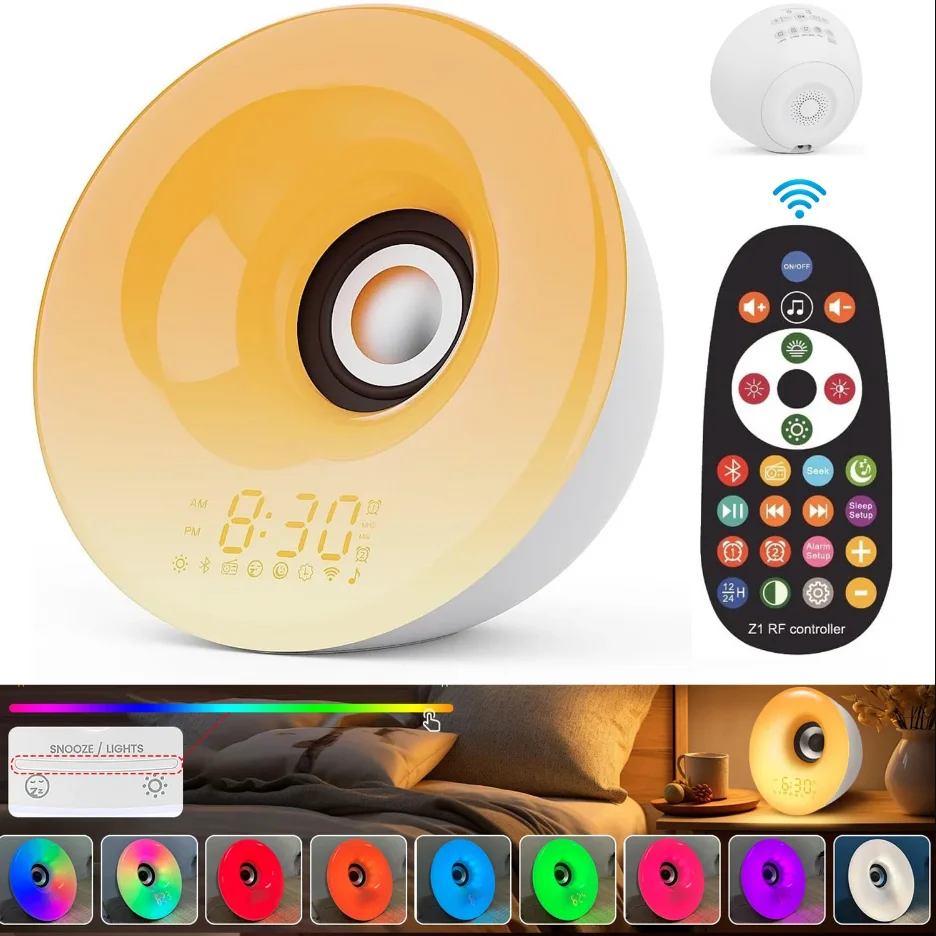 Novinka USB LED nočné svetlo prebudenie náladového svetla s vzdialenou hudbou Sunrise/Sunset Analógová lampa pre spálňu Domovod dekorácie Valentín
