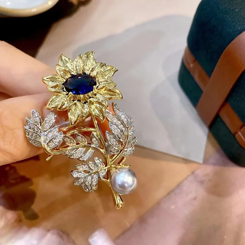 Novinka žien Natural Pearl Vintage Van Gogh Sunflower Brožaj