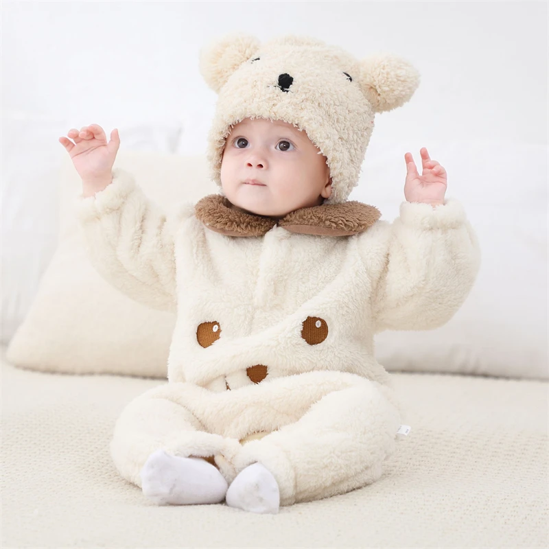 Novonarodené detské oblečenie Nové jarné jesenné dojčenské bunda pre chlapca Flanel BodySuit for Girls Soft Bebe Romper detské oblečenie 0-12 mesiac