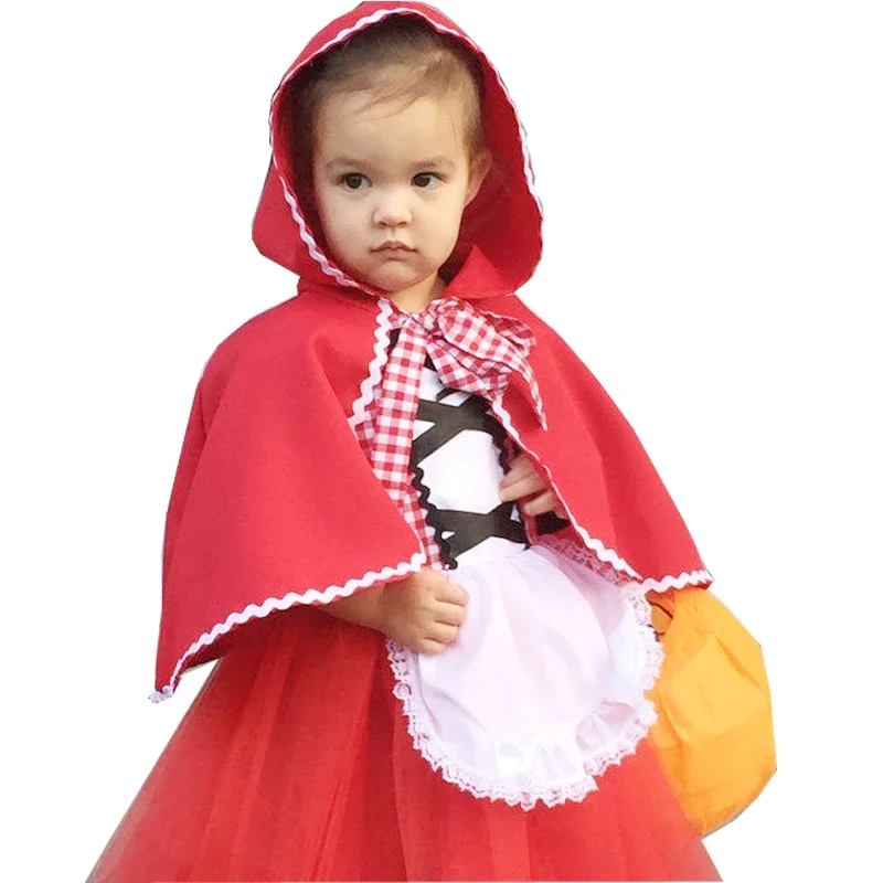 Novonarodené dievčatká Halloween outfit Dievčatá Red Cloak Little Red Riding Hood Outfits s Cape Cloak Party Cosplay kostým MS