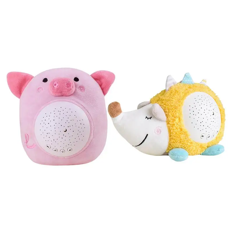 Novonarodené upokojujúce zvieracie plyšové hračky karikatúry zvierat Piggy Hedgehog Doll Hračky Hračky projektor Lights vankúš