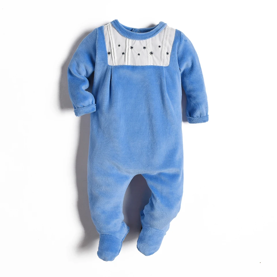 Novorodenci Dieťa Autumn Boys Bodysuit Girls Rompers Footie Chlidren oblečenie Velvets modré kombinézy Rompers Dojčenské jarné oblečenie