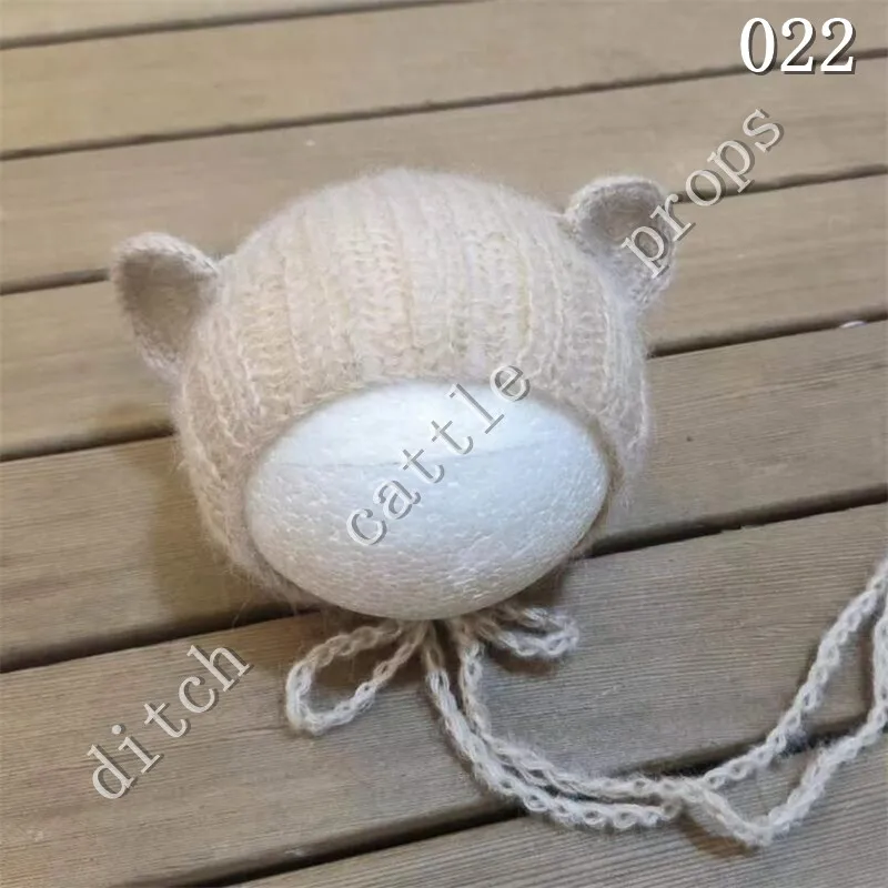 Novorodenecké fotografické rekvizity Mohair Ears Teddy Bear Hat Studio Clothing