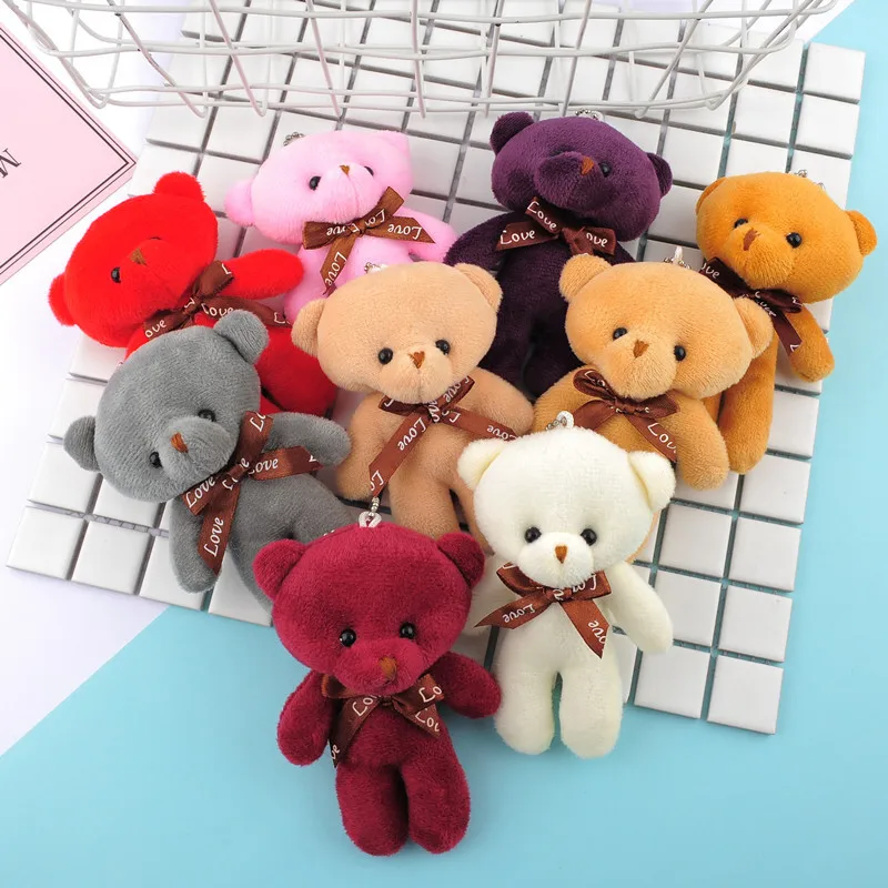 Nová 10/30/50/100ks 12 cm Teddy Mini Bear Doll Hray Fľda o plyšová hračka Krásny batoh kľúčový dekorácia Darčekové oslavy narodeniny