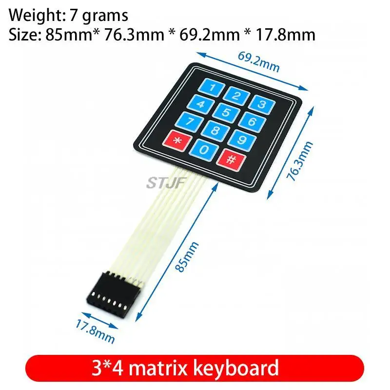 Nová 12 -klávesová membránová spínač Keypad 4x3 Matrix Matrix Keyboard