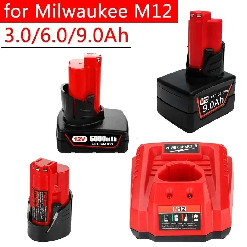 Nová 12V 3,0AH/6.0AH/9.0 Nabíjateľná batéria pre Milwaukee M12 XC bezdrôtové náradie 48-11-2402 48-11-2411 48-11-2401 MIL-12A-LI