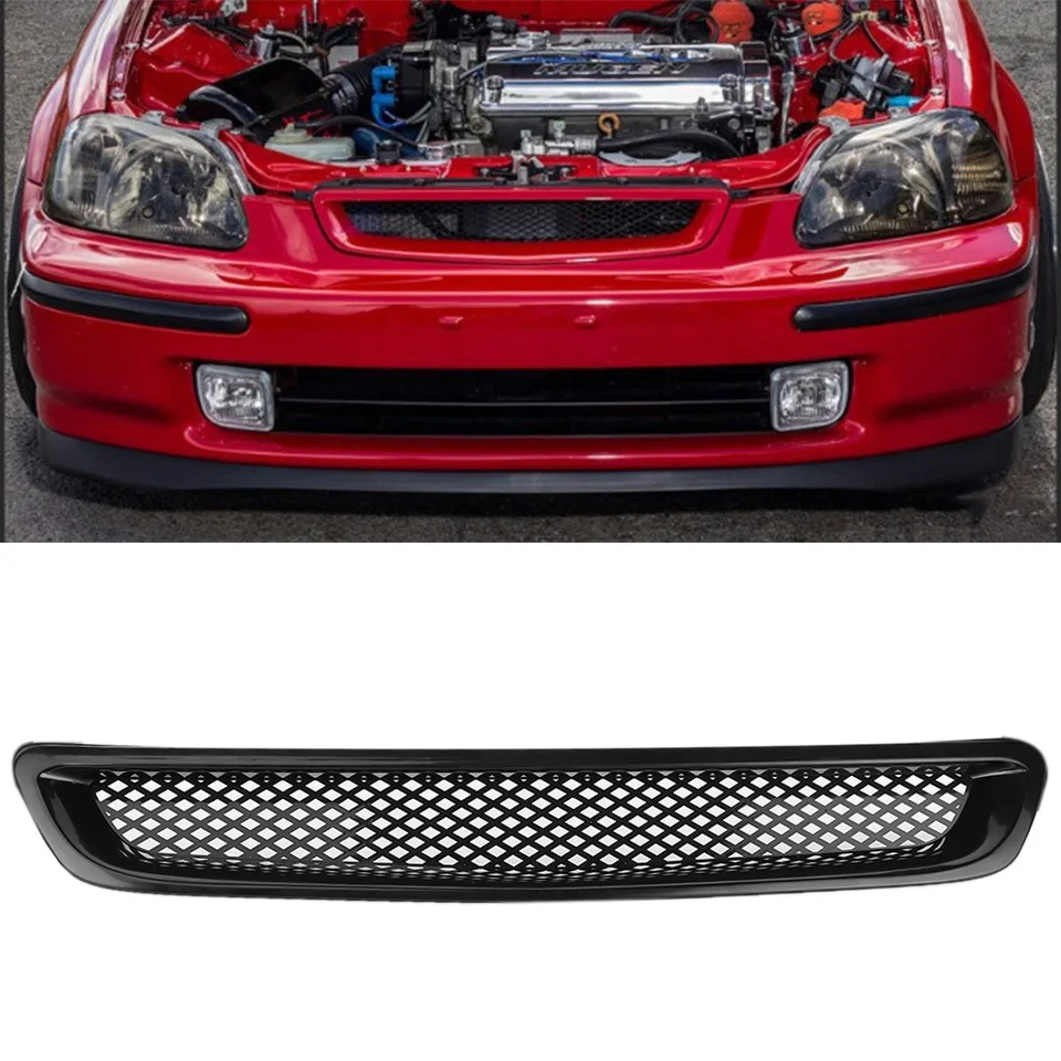 Nová 1pc čierna mriežka mriežky mriežky mriežky Grill Air Flow Prietok pre honda Civic 96-98 JDM Type -r mriežka prednej kapucne