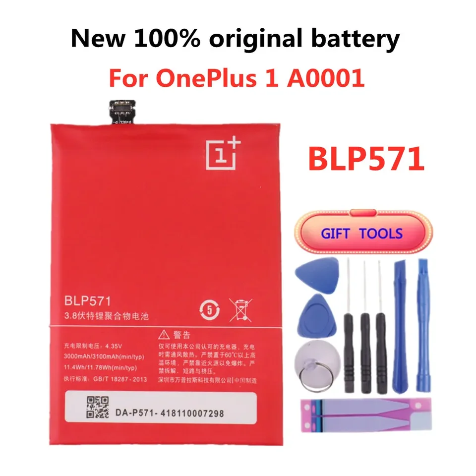Nová 3100 mAh BLP571 Originálna batéria pre OnePlus 1 A0001 Vysoko kvalitné náhradné batérie telefónu Batteria Bateria + Nástroje súpravy