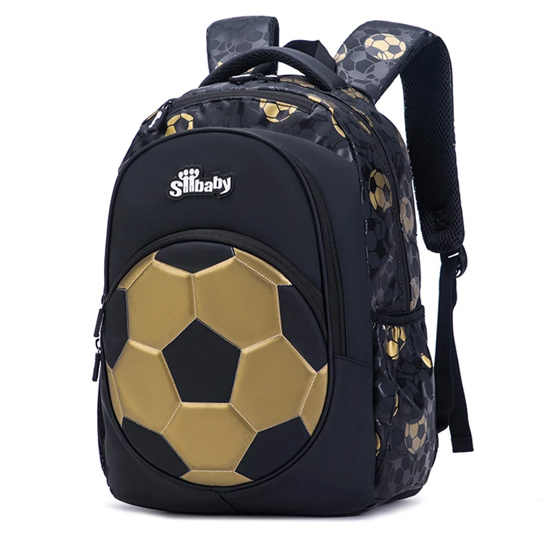 Nová 3D roztomilá ortopedická školská taška pre chlapcov Cartoon Football Backpack Deti deti Vysoká kapacita vodotesná 1-3.