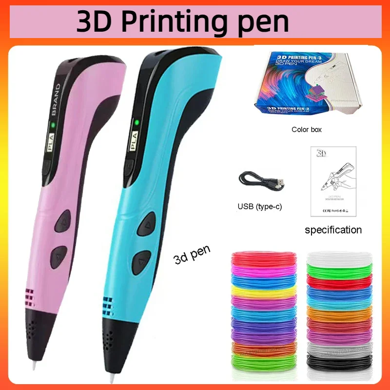 Nová 3D tlačiareň LCD LCD Displej obrazovky 0,7 mm priemer 1,75 mm PLA PAITING DIY Kreslenie narodeninové vianočné darčeky DETI Hračky