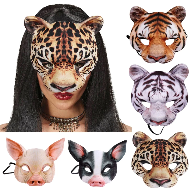 Nová 3D zvierací maska ​​tiger ošípané napoly tvár Maska Party karneval luxusné guľové šaty kostýmy halloween maškarné masky