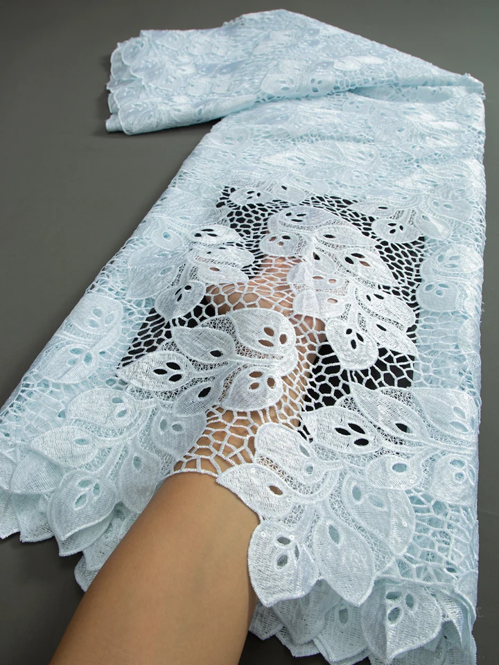 Nová africká vodná rozpustná tkanina 2.5yards 2023 Flowin francúzsky nigérijský Guipure Cord Lace for Women, šaty svadobná strana Sewty3240