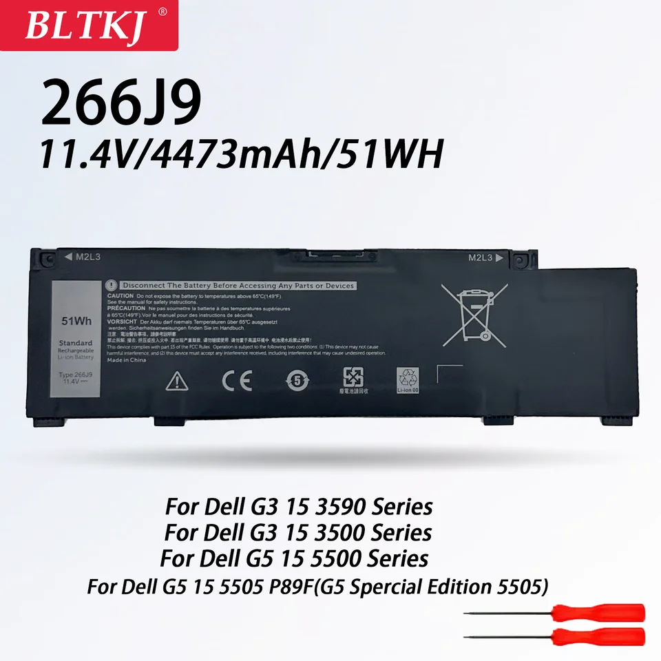 Nová batéria 266J9 laptop pre Dell G3 15 3500 3590 3790 G5 15 5500 SE 5505 P89F Inspiron 5490 Ins 15PR-1545W 1548BR 1645W 1742br