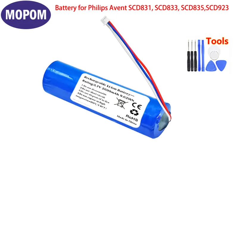 Nová batéria 3,7V 2600 mAh/3400 mAh pre Philips Avent SCD831, SCD833, SCD835, SCD923, SCD835/26