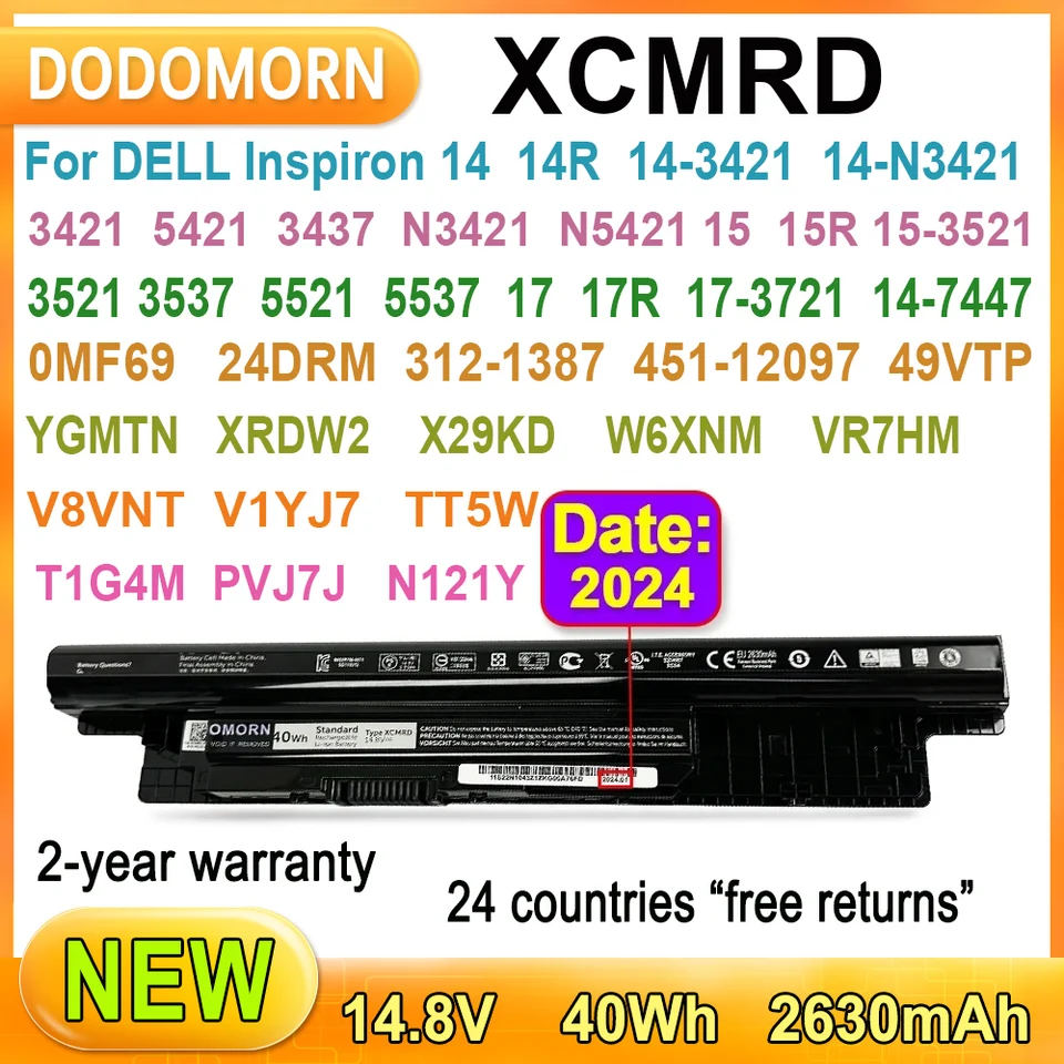 Nová batéria notebooku XCMRD pre Dell Inspiron 14 14-3421 14-5421 3421 5421 3437 N3421 N5421 15R 17R Zemepisná šírka 14/15 3000 Vostro 2421