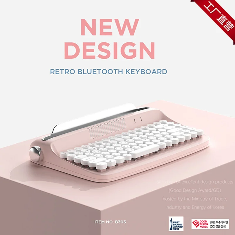 Nová bezdrôtová klávesnica Actto Bluetooth B303 Tablet Tablet Tablet Módne okrúhle kľúče
