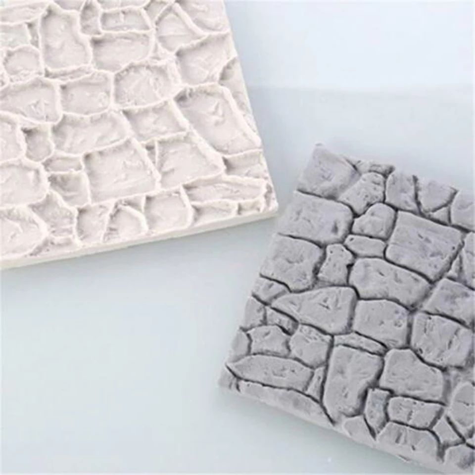 Nová dláždená kamenná nástenná linka Tvar zrna silikónovej tlačovej textúry Matka Cukor remeselný fondant Clay Fold Fold Deskotujúca náradie