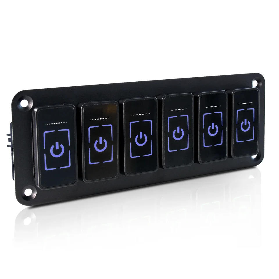 Nová dotyková obrazovka 2-8 gangy Univerzálny LED spínač Panel Light System Slim Electronic Relay System pre karavan SUV UTV