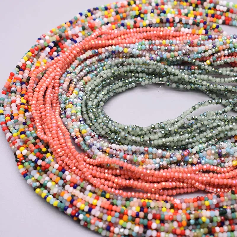 Nová farba 1x2mm rondelle facetálna kryštálová sklenená korálky Round Loose Spacer Petry pre šperky výroba DIY Veľkoobchod