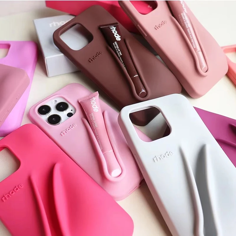Nová farebná móda Rode Ripstick Puzdro pre iPhone 16 12 13 14 15 11 Pro Max Plus prenosný lesklý lesk na lesk