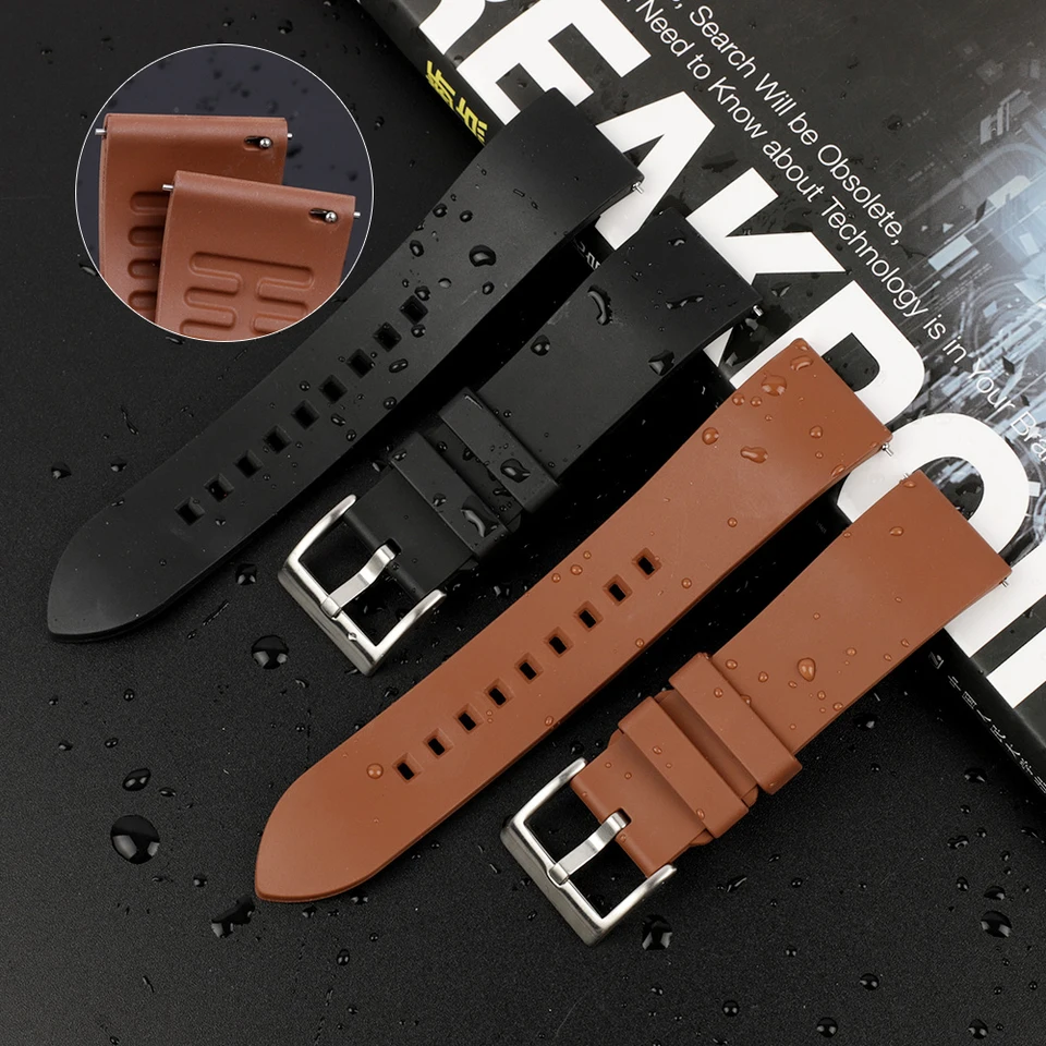 Nová fluór gumová hodinová páska 18 mm 20 mm 22 mm 24 mm náramok rýchle vydanie baru na výmenu popruhov na potápanie Sport hodinky