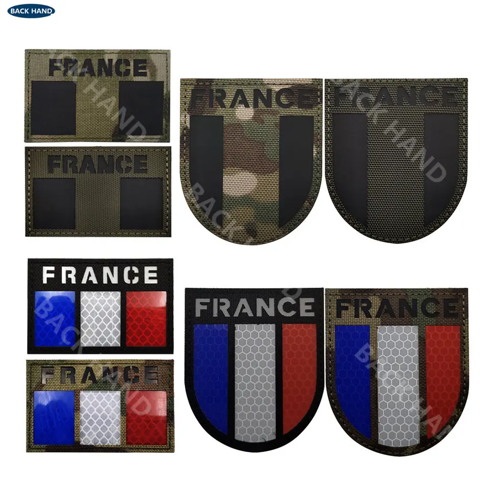Nová francúzska vlajka Reflexná kus France Magic Patches Odznak taktický morálky Odznak Šiť vojenské záplaty na oblečenie