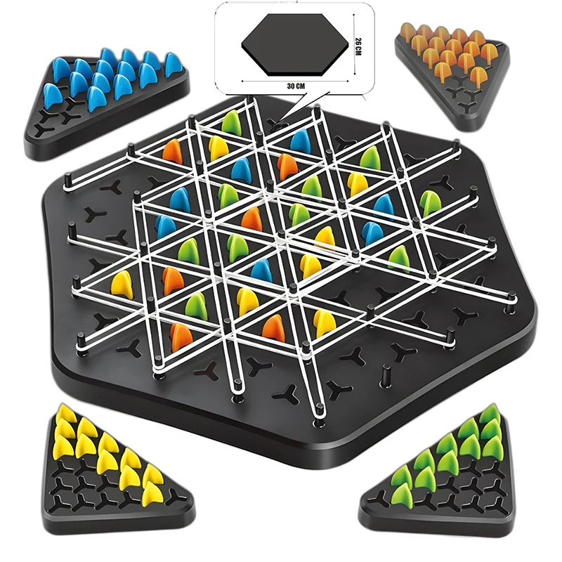 Nová geometrická reťaz šachová šachová puzzle Triangle Chess Desktop Game Guma Band Training Family Interaction Cvičenie myslenie hračky darčeky