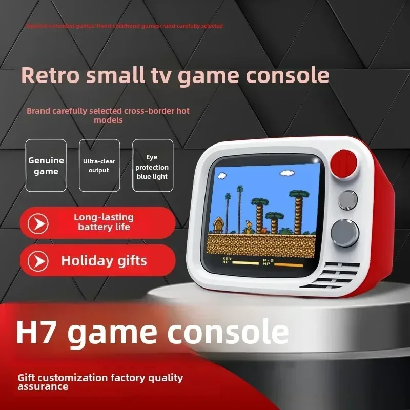 Nová H7 Retro Small TV vrecká s vreckovou hernou konzolou 3,5-palcová HD obrazovka 740 Games Video Video Dual Gamepad Randdeld Console Detské darčeky