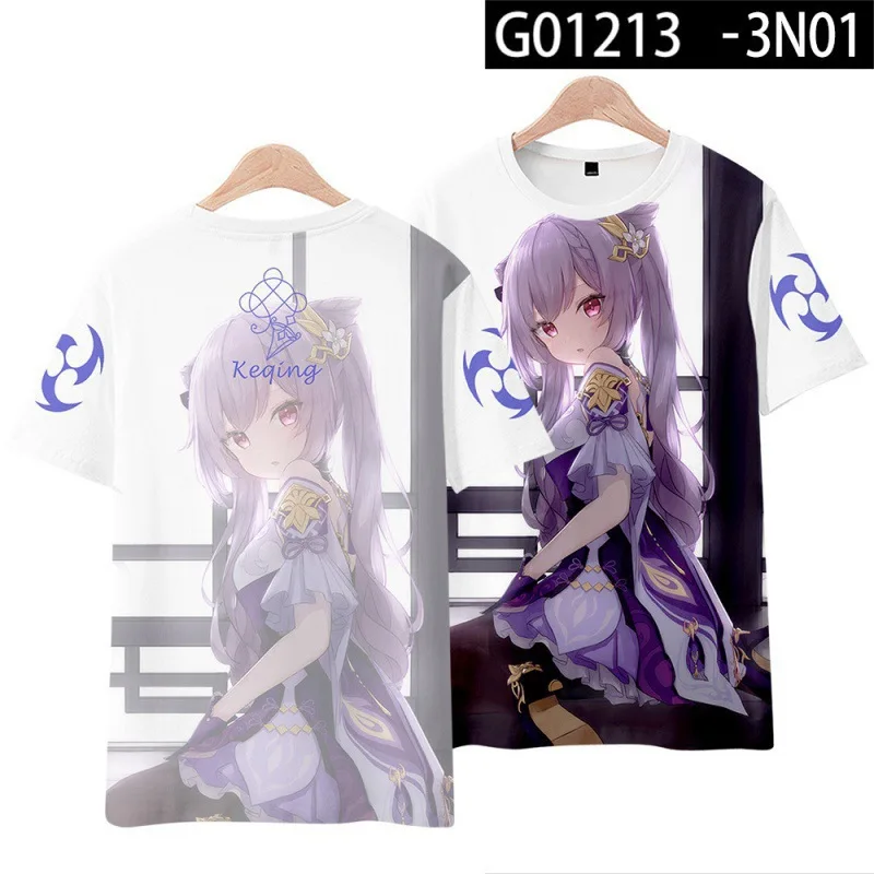 Nová hra Anime Hutao Yae Miko Pattern 3D tlač Tričko Men Dámske Cosplay krátke rukávy tričká s nadmerne veľkým odpaliskám