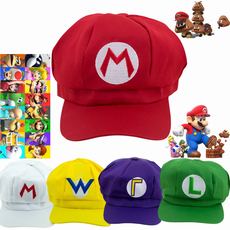 Nová hra Anime Super Mario Bros baseball čiapka Luigi wario waluigi cosplay klobúk inštalatéra inštalatéra dospelých sunhat sunhat maškarná prop