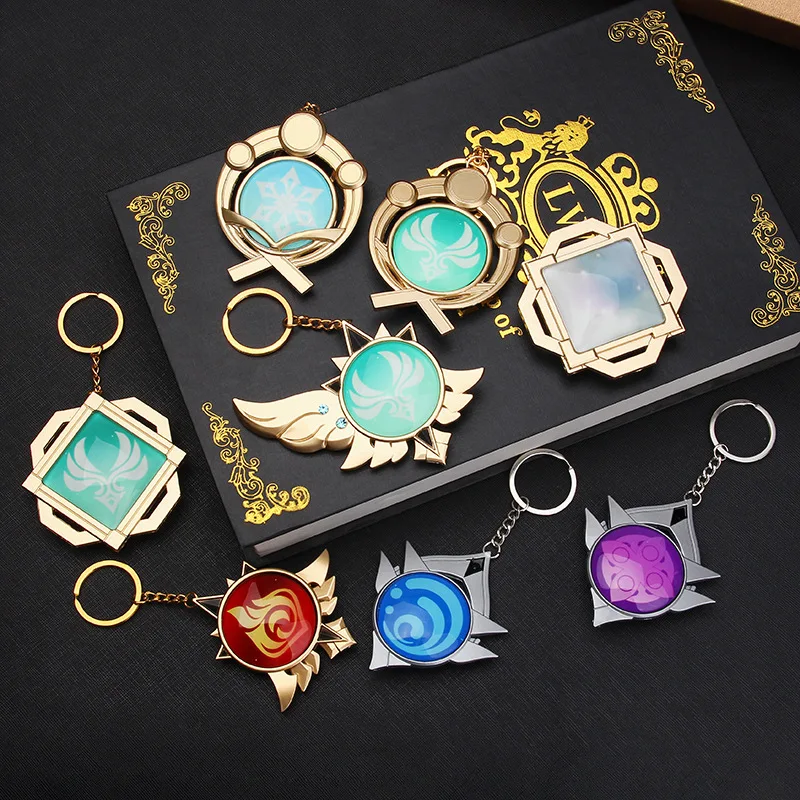 Nová hra s veľkou veľkosťou Genshin Impact Keychain Vision Luminát 7 Element anime cosplay zbrane Kľúčenky Klávesové kľúče