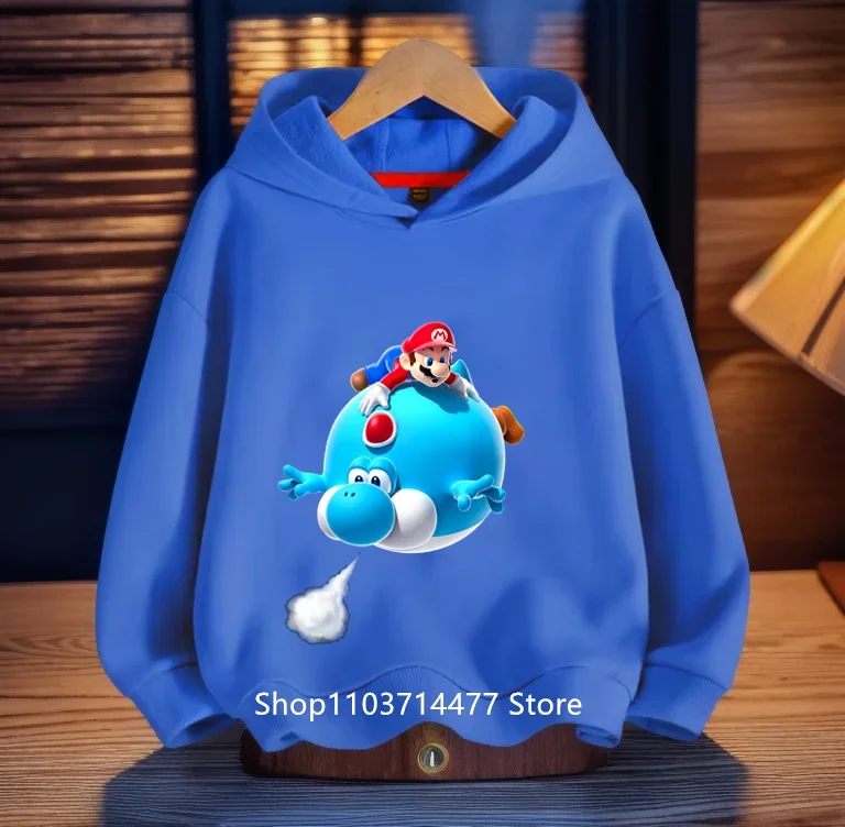 Nová hra Super Mario Bros Hoodies Kids tlačená mikina s dlhým rukávom oblečenie pre dospievajúcich chlapcov dievčatá 3-12 rokov
