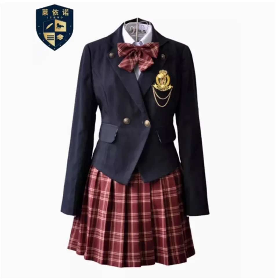 Nová jarná stredná škola uniforma JK Girls patrí odznak sukne na sukňu.