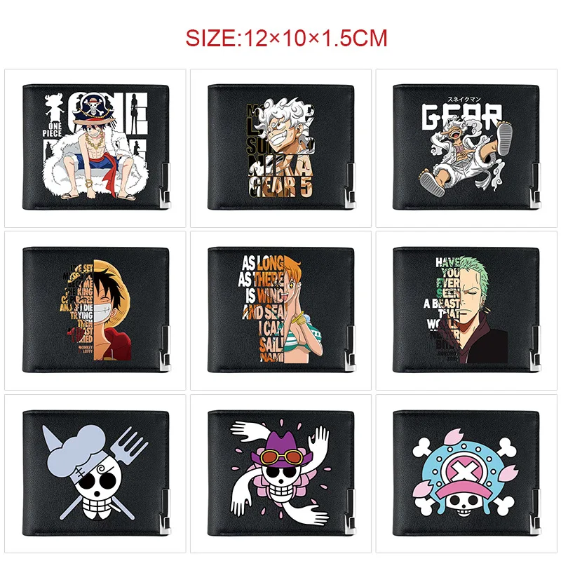 Nová jedno kusová horúca krvná animácia Roronoa Zoro Metal Buckle skladacia kožená peňaženka Luffy Cartoon ID Bank Storage Card Storage