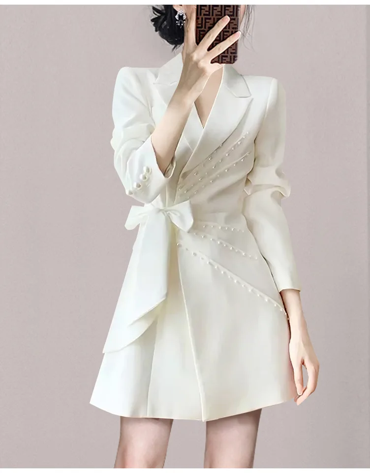 Nová jesenná bunda s outfit s ťažkými nechtovými korálkami na pracovnú kanceláriu Lady Blazer Slimming Effec