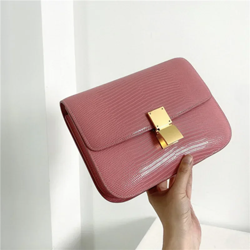 Nová jesenná originálna kožená tofu tašky pre ženy Vysoko kvalitný jaštericový vzor Ladies Rameny Bag Slávne značky Messenger Bag 2023