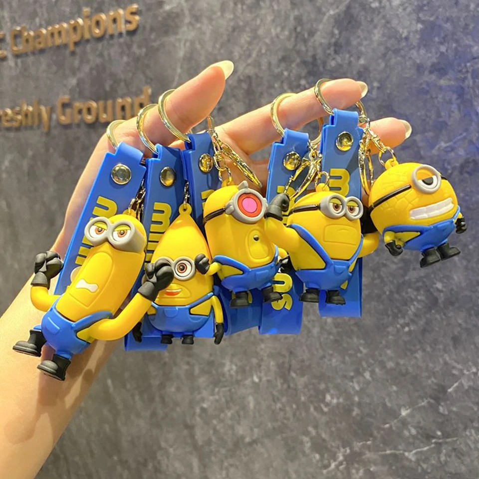 Nová karikatúra Anime Minions Doll Keychain Cuil Cartoon Minion Batoh prívesku Car Keychain Detská hračka vianočný darček